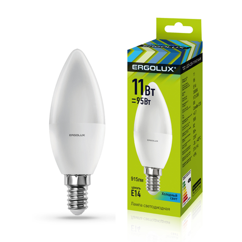 Лампа Ergolux LED 11Вт Е14 4500К 172-265В Свеча (1/10/100шт)